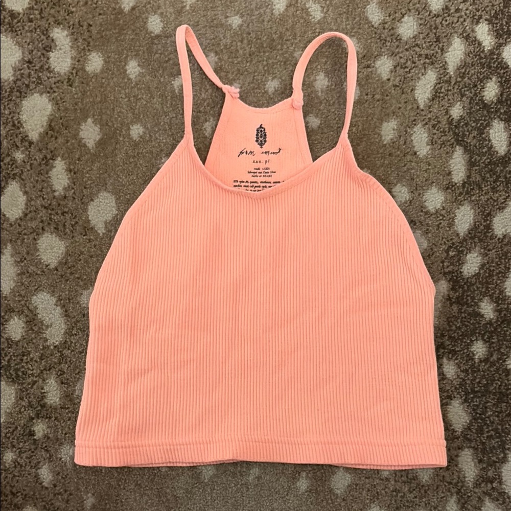 Freepeople Happiness Runs Orange Ribbed Tank Top